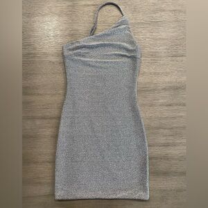 Princess Polly Shimmering Silver One-Shoulder Dress